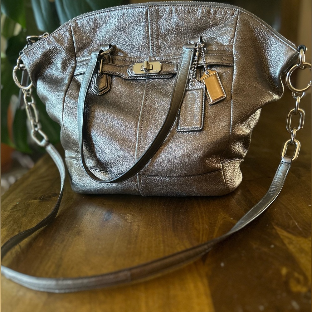 COACH Vintage Y2K Metallic Pebbled Leather Crossbody Shoulder Bag